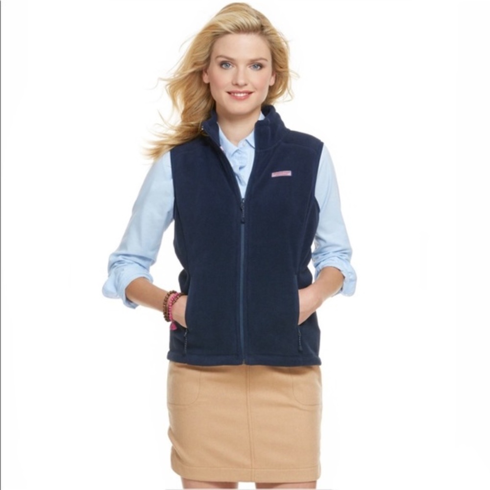 Vineyard Vines Fleece Zip Up Westerly Vest Navy Blue Size S